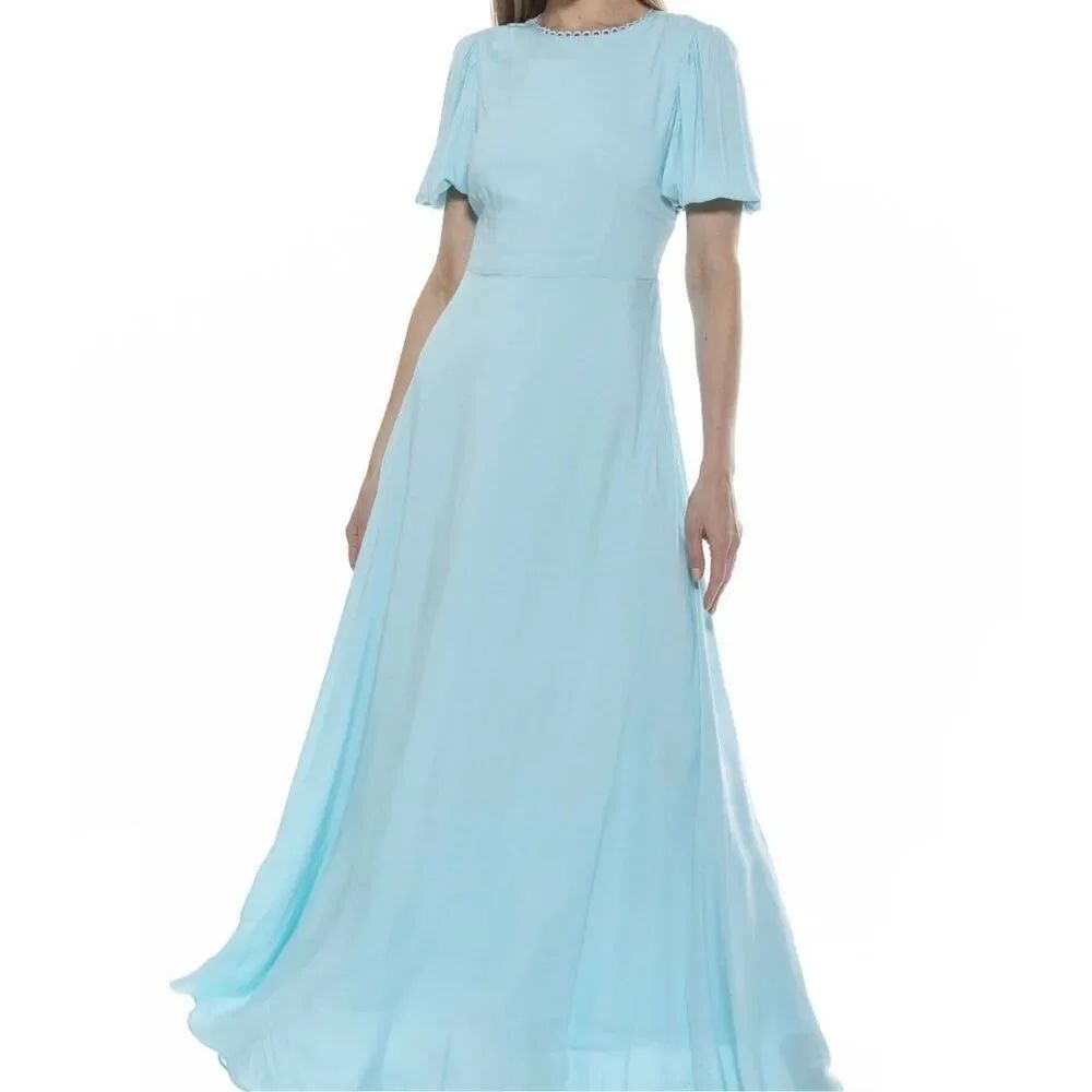 Alexia Admor Imogen Cutout Fit & Flare Maxi Dress in halogen blue size 2 NWT